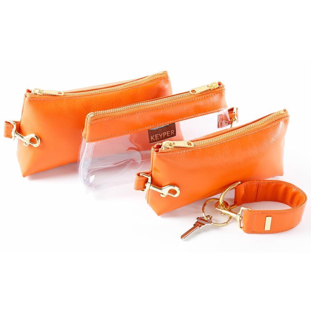 4546 4-Piece Wristlet Set - Key Ring Bracelet & 3 ’s Bags Faux Leather